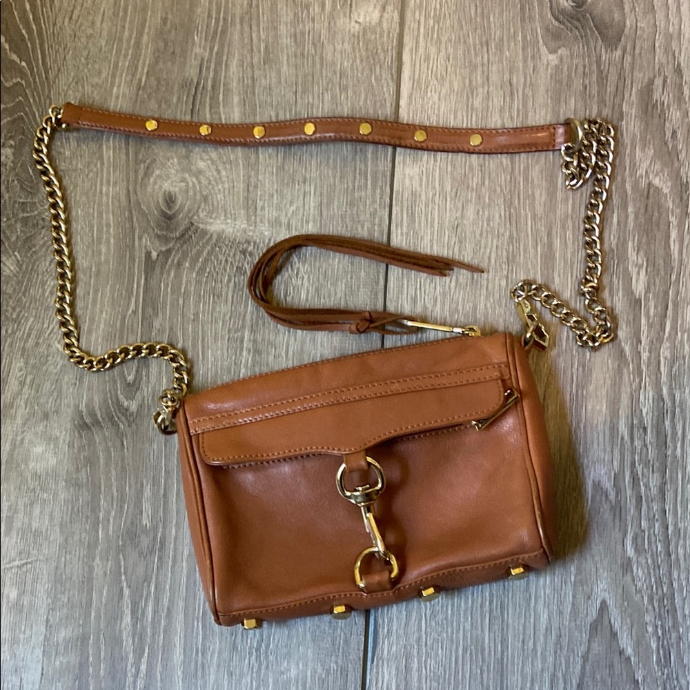 Rebecca Minkoff M.A.C. Brown Crossbody Bag with Gold Chain - Picture 3 of 8